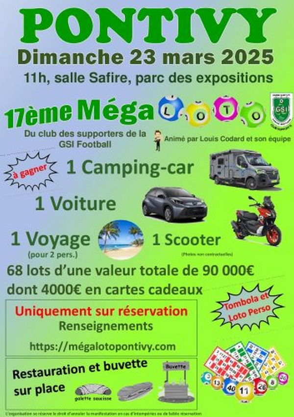 Affiche du Mega Loto de Pontivy le 23 mars 2025
