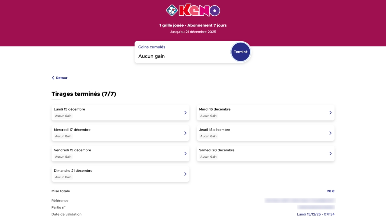 La désillusion : je n'ai finalement rien gagné au Keno